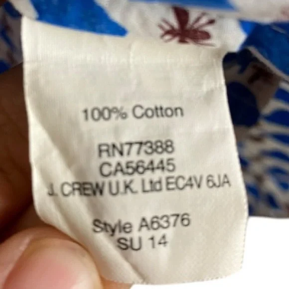 J CREW Perfect Shirt Honeypie Bumble Bee Hearts Button Up Size 10 Style A6376 - Picture 7 of 7